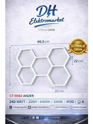 Dh Elektromarket Cata 9082 Anzer LED Linear Armatür Beyaz Işık