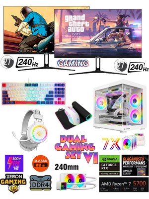 Zeiron White Chocolate X40 Ryzen 7 5700 16GB 512GB M.2 SSD⚡RTX3050 Dual 27" 240Hz⚡Sıvı Soğutmalı Premium Oyuncu Bilgisayarı