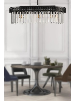 St. Morritz Sitrus 3.lü Elips Lux Kristal Siyah Avize