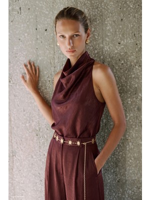 Sateen Aura Bluz - Bordo