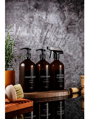 St. Morritz 500ML Amber Renkli Black Serisi El Sabunu,bulaşık Deterjanı ve Mutfak Temizleyici Sabunluk Stantsız