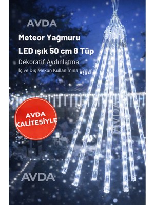 St. Morritz Meteor Yağmuru LED Işık 50 Cm, Bahçe ve Balkon Dekorasyonu Için Renkli Süslemeler