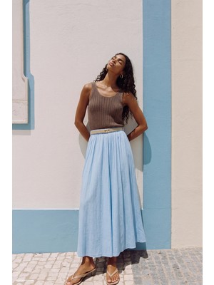 Sateen Kloş Etek - Bebe Mavi