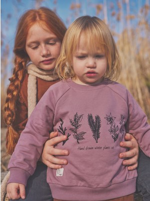 Cigit Ağaç Baskılı Sweatshirt 1-7 Yaş Leylak