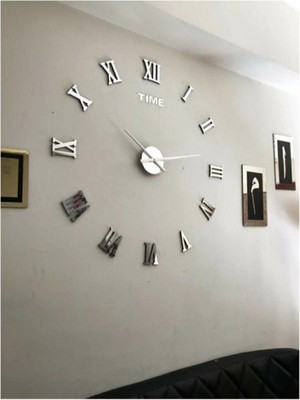 St. Morritz Time Collection 3D Roma Rakamlı Duvar Saati (Gümüş)
