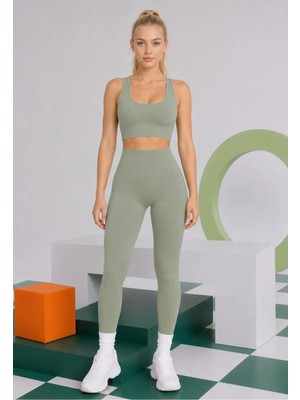 Real Dream Kadın Toparlayıcı Dikişsiz Push Up Spor Tayt Yüksek Bel