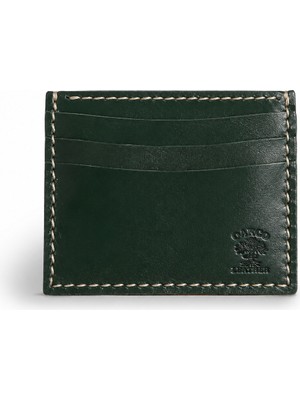 Oakco Leather Hakiki Deri Yeşil El Yapımı Minimal Kartlık Cüzdan