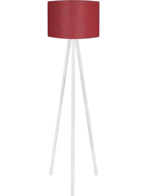 St. Morritz 3 Ayaklı Lambader Kumaş Yuvarlak Başlık Mdf Ayak Bordo Beyaz LY560
