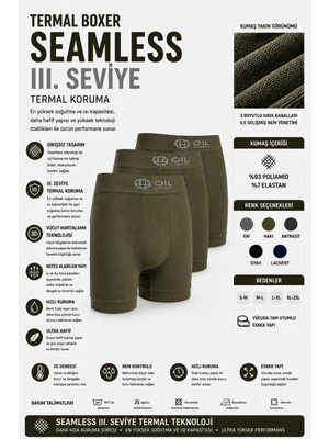 Oil Company Termal Haki 3'lü Boxer Seamless Iıı. Seviye