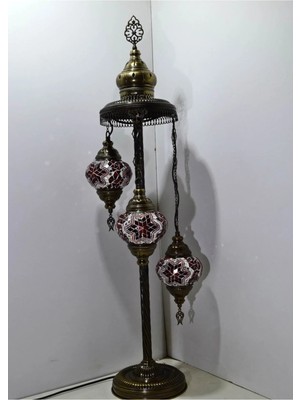 St. Morritz Mozaik Lambader Otantik Lambası Dekoratif Köşe Lambası 3 Lü Mozaik Gece Lambası Model 8