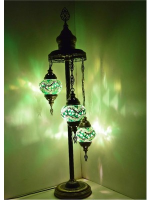 St. Morritz Mozaik Lambader,otantik Lambası,dekoratif Köşe Lambası 3 Lü Mozaik Gece Lambası Model 12