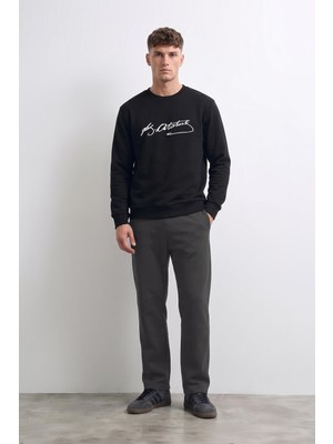 Markapia Man Erkek Atatürk Imzalı Siyah Sweatshirt