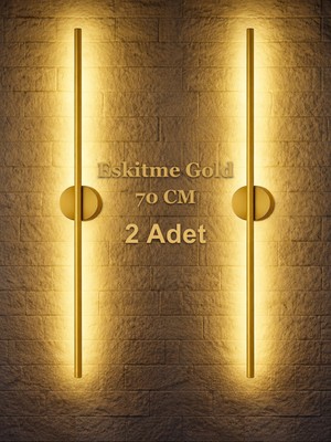 GemereHome Modern Dekoratif LED Duvar Aplik 70 cm Eskitme Gold 2 Adet (Pil Dahil)