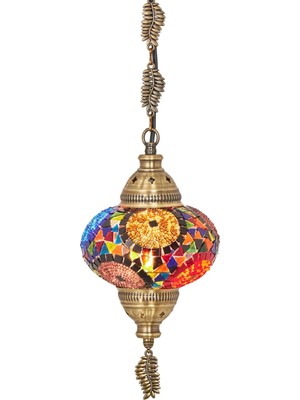 St. Morritz Osmanlı Otantik Mozaik Tekli Tavan Sarkıt Avize Gece Lambası, Multicolor