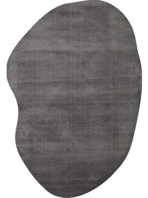 Saraz Halı Abstract Puffy Peluş Halı Organik Form Kaymaz Taban Makinede Yıkanabilir Toz Vermez Modern Halı - Antrasit