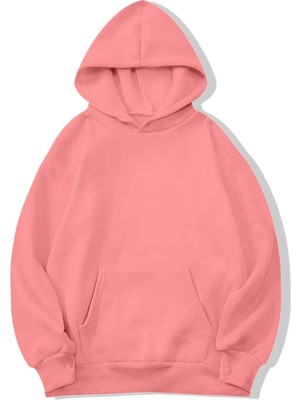 Brz Collection Unisex Oversize Basic Hoodie Pembe