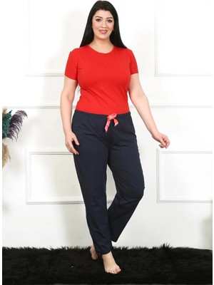 Çamaşır Kenti Moda Kadın Pamuklu Büyük Beden Alt Pijama Lacivert Beruflic