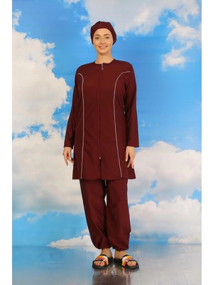 Çamaşır Kenti Moda Kadın Tam Tesettür Bordo Mayo Beruflic