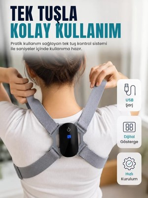 Nemere İthalat Ayarlanabilir Askılı Akıllı Dik Duruş Destekleyici Dijital Göstergeli Dik Duruş Cihazı Nemer