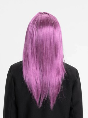 Çerçici Rose Pembe Renk Düz Kesim Uzun Parti Peruğu Takma Saç Crc