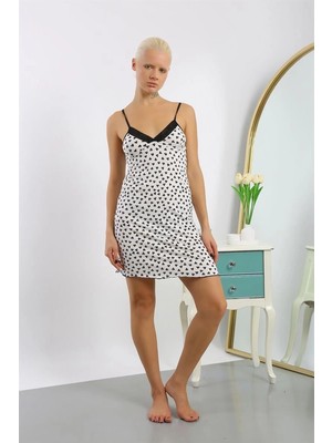 Çamaşır Kenti Moda Kadın Penye Desenli Ip Askılı Gecelik Beruflic