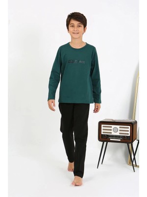 Çamaşır Kenti Moda Erkek Çocuk Uzun Kol Penye Pijama Takım Zümrütyeşili Beruflic
