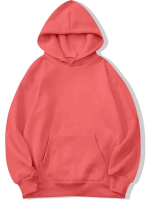 Brz Collection Unisex Oversize Basic Hoodie Koyu Pembe