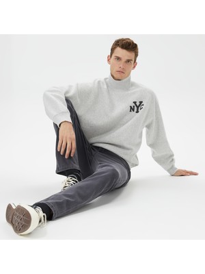 Champion High Neck Erkek Gri Sweatshirt