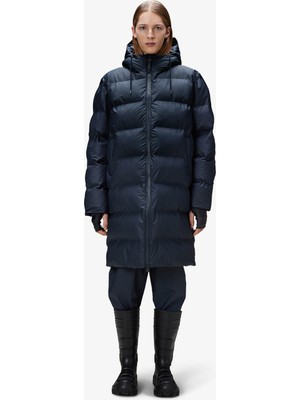 Rains Alta Long Puffer Unisex Lacivert Mont