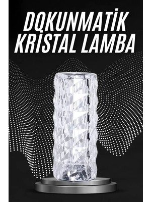 Nemere İthalat Kristal Lamba Masa Lambası Şarjlı Masa Lambası Dokunmatik Sensör USB Şarjlı Nemere Ithalat