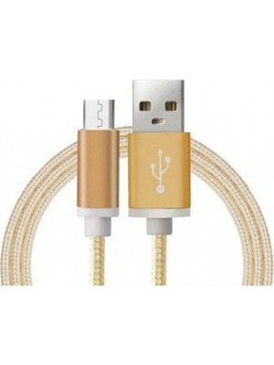 Çerçici Android Örgü Şeklinde Renkli Çelik Şarj Data Kablosu - Gold Crc