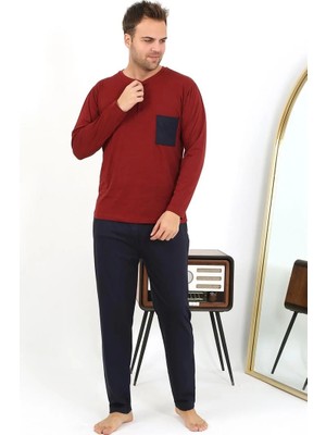 Çamaşır Kenti Moda Erkek Uzun Kol Penye Bordo Pijama Takımı Beruflic