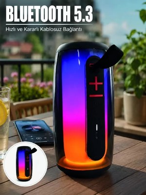 Nemere İthalat Rgb LED Taşınabilir Bluetooth Speaker Güçlü Bas Ses Type-C Şarj Girişli Nemere Ithalat