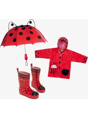 Kidorable Uğur Böceği Çocuk Kırmızı Yağmurluk