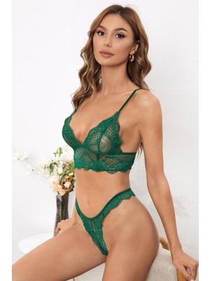 Beruflic Kadın Yeşil Çapraz Sırt Detaylı Şık Bralet Takım Under Moda