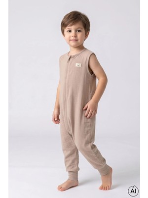 Cantoy Müslin Erkek Çocuk Uyku Tulumu 2 Katlı 0.5 Tog  - %100 Pamuk Nefes Alabilen Kumaş 3-11 Yaş