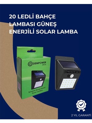 Nemere İthalat Solar Enerjili 20 LED Duvar Lambası | Hareket Sensörlü, Su Geçirmez, Kablo Gerektirmez Nemere I