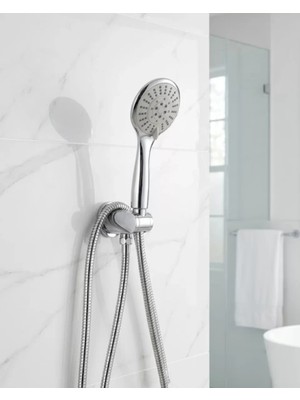 Nemere İthalat Duş Başlığı Seti Spiral Hortum Hareketli El Duşu Tutacağı Kirece Dayanıklı Tasarım Nemere