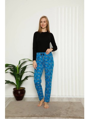Çamaşır Kenti Moda Kadın Pamuklu Alt Pijama Saks Beruflic