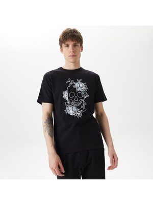 The Kooples Erkek Baskılı Bisiklet Yaka Siyah T-Shırt