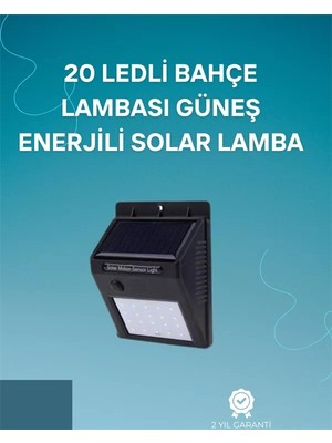 Nemere İthalat Hareket Sensörlü Solar Lamba | 120° Algılama Açısı, 3-4 Metre Mesafe, Suya Dayanıklı LED Ne