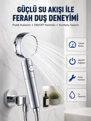 Nemere İthalat Şelale Sisi ve Masaj Özellikli Banyo Duş Başlığı Nemere Ithalat