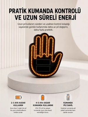 Nemere İthalat Pilli LED Işık Araç Camı Için Uzaktan Kumandalı El Simgesi Nemere Ithalat