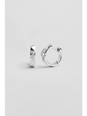 So CHIC Minimalist 18 Ayar Beyaz Altın Kaplama Gümüş Halka Küpe