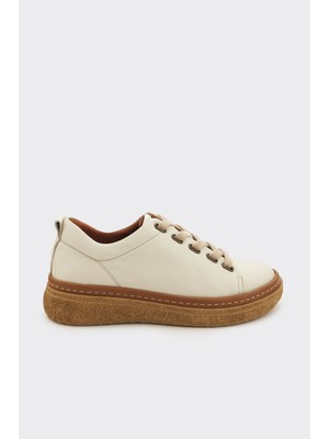 Derinet Hakiki Deri Bağcıklı Kadın Sneaker