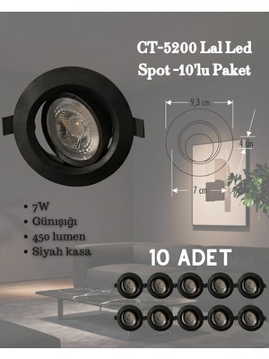 Cata CT-5200 Lal LED Spot 7W Günışığı - 10’lu Paket