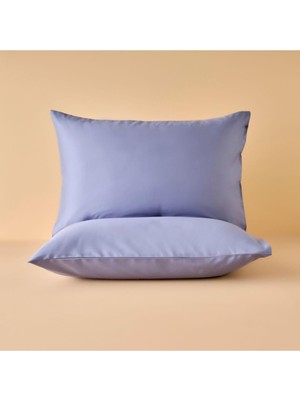 Ayrex Bella MAISON%100 Pamuk Saten Supreme 2'li Yastık Kılıfı, Mavi, 50 x 70
