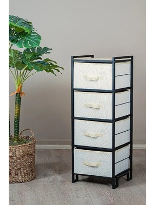 Ayrex Metal 4 Çekmeceli Dolap Organizer Çok Amaçlı Düzenleyici Şifonyer Siyah MRS-021