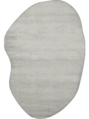Saraz Halı Abstract Puffy Peluş Halı Organik Form Kaymaz Taban Makinede Yıkanabilir Toz Vermez Modern Halı Gri