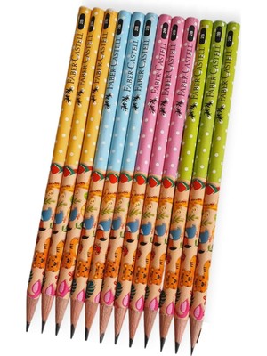 Ayrex Faber-Castell Sevimli Dostlar Desenli Kurşun Kalem Seti, 2b, 12 Adet, Renkli